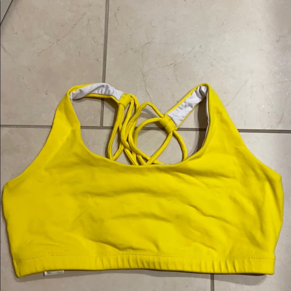 Yellow sports bra